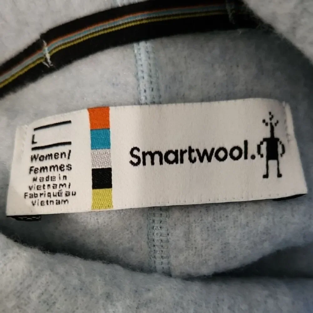 Smartwool Women's Hudson Trail Merino Wool Fleece Pullover, Light Blue, Size L - Picture 7 of 9